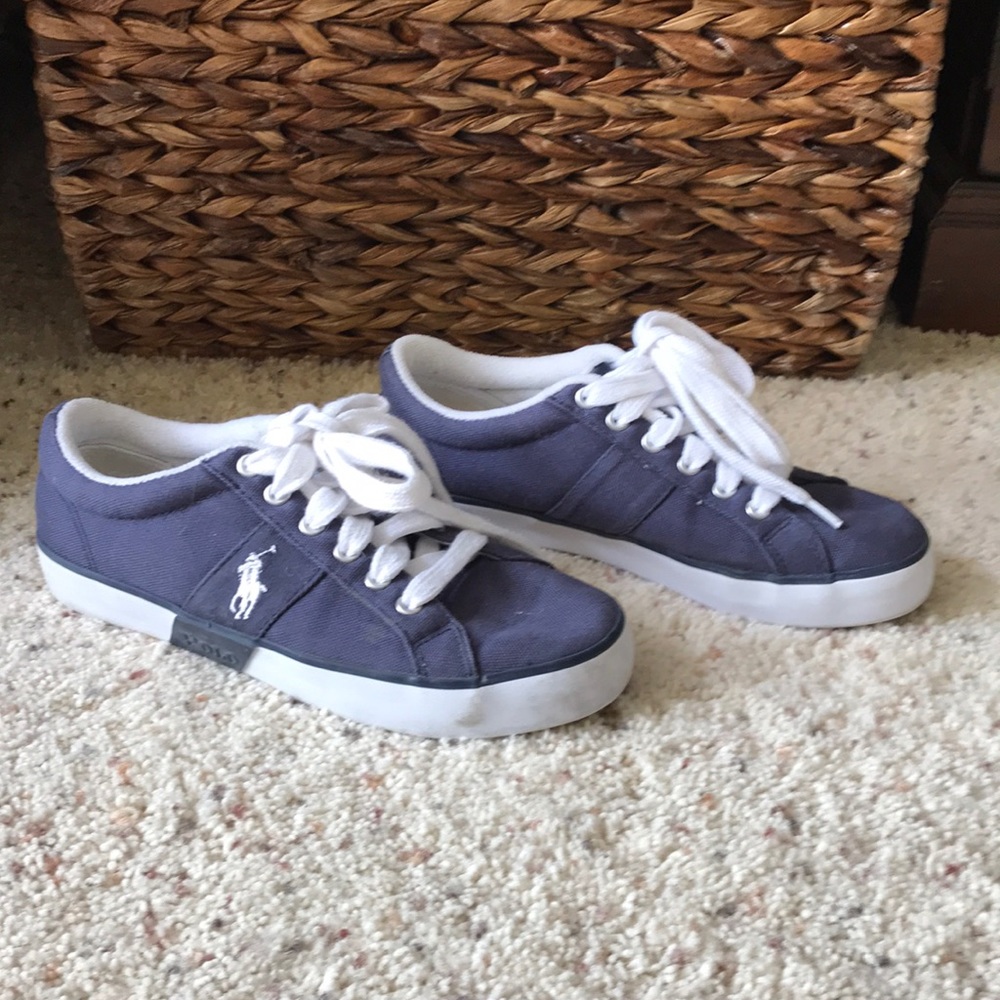 Ralph Lauren navy canvas boat shoe